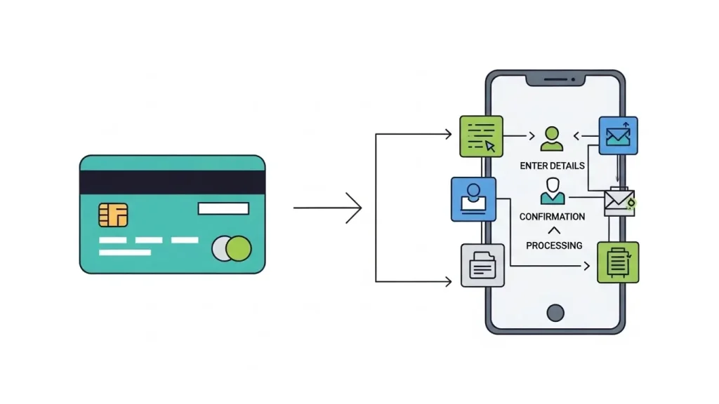 신용카드 현금화 절차 흐름을 나타내는 일러스트