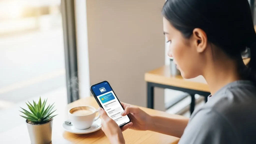 카드현금화를 고민하며 결제 내역을 확인하는 소비자 이미지