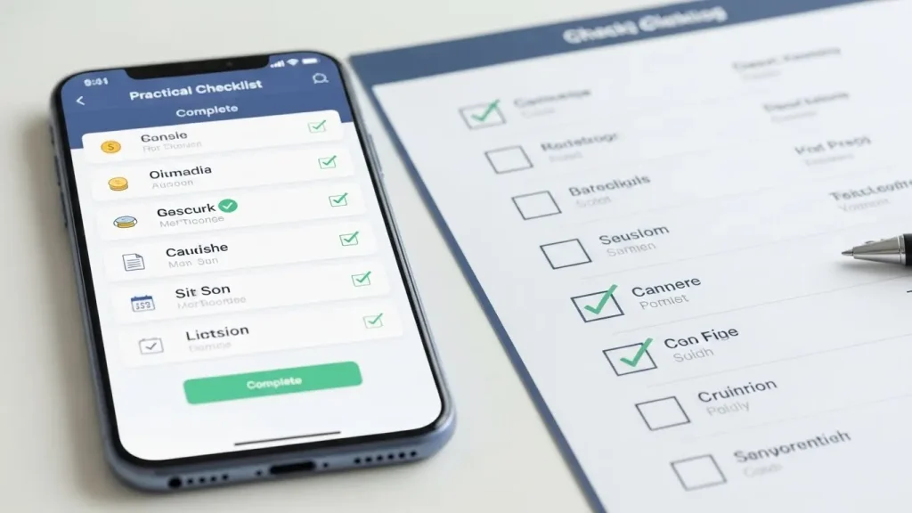 신용카드 현금방법 앱 실행 체크리스트 UI 모형