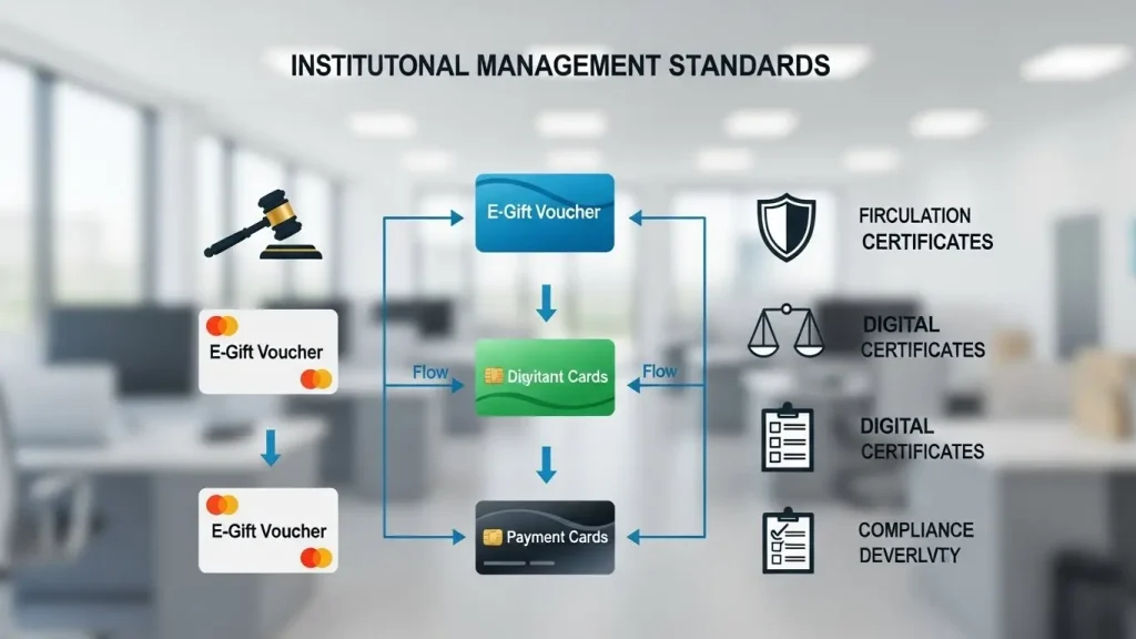 상품권 제도와 관리 기준을 설명하는 금융 정보 일러스트