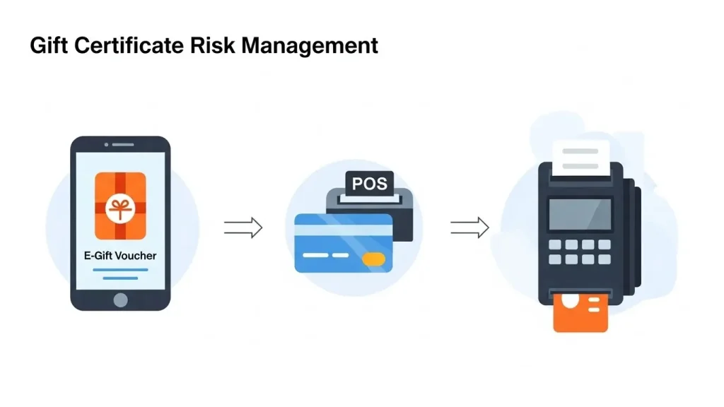 상품권 사용 리스크 관리 개념을 설명하는 금융 그래픽